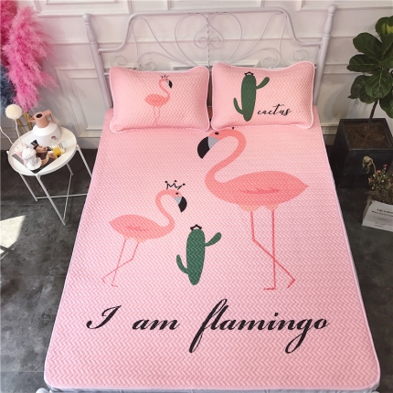 91家纺网 家纺一手货源 找家纺 昔可 chic风高颜值亲肤天丝空调软席三件套粉底仙人掌鸟