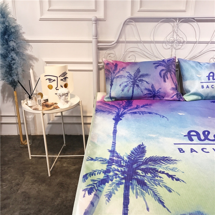 91家纺网 家纺一手货源 找家纺 昔可家纺 爆款冰丝席绿植花卉系列 椰树风情