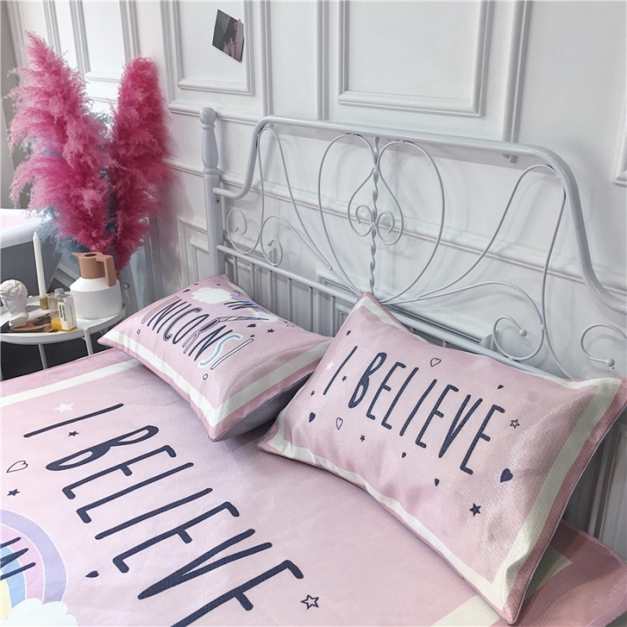 91家纺网 家纺一手货源 找家纺 昔可家纺 爆款冰丝席卡通系列 彩虹独角兽