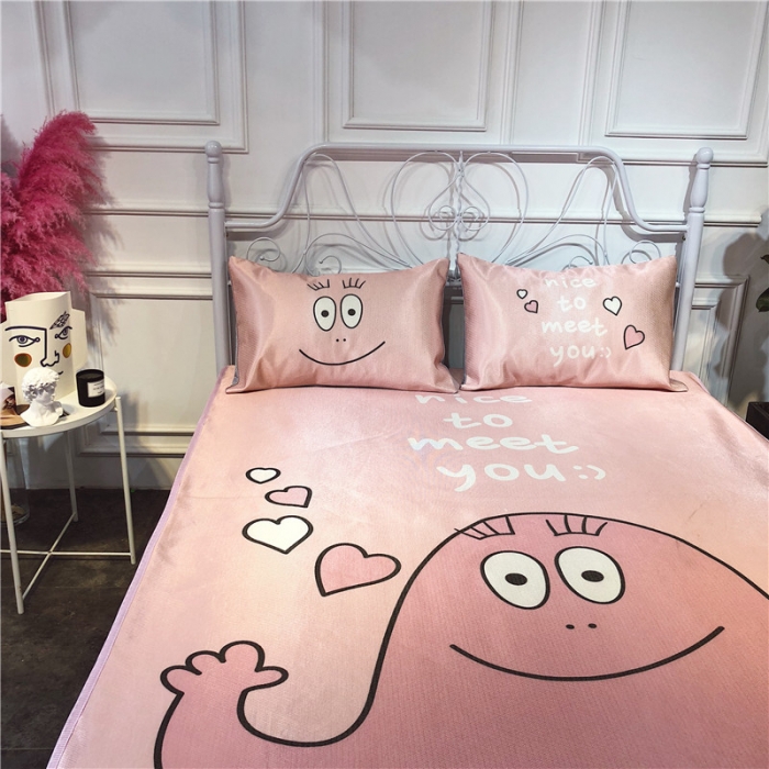 91家纺网 家纺一手货源 找家纺 昔可家纺 爆款冰丝席卡通系列 粉色巴巴