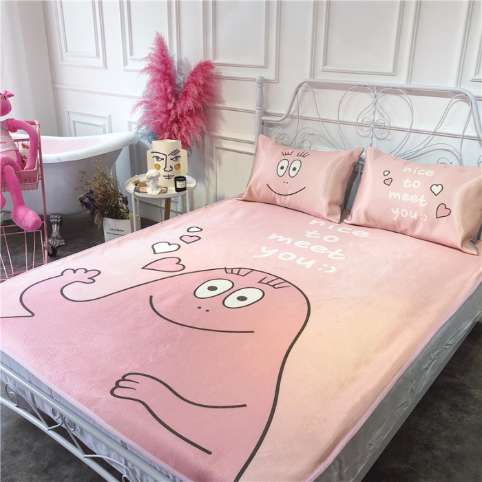 91家纺网 家纺一手货源 找家纺 昔可家纺 爆款冰丝席卡通系列 粉色巴巴