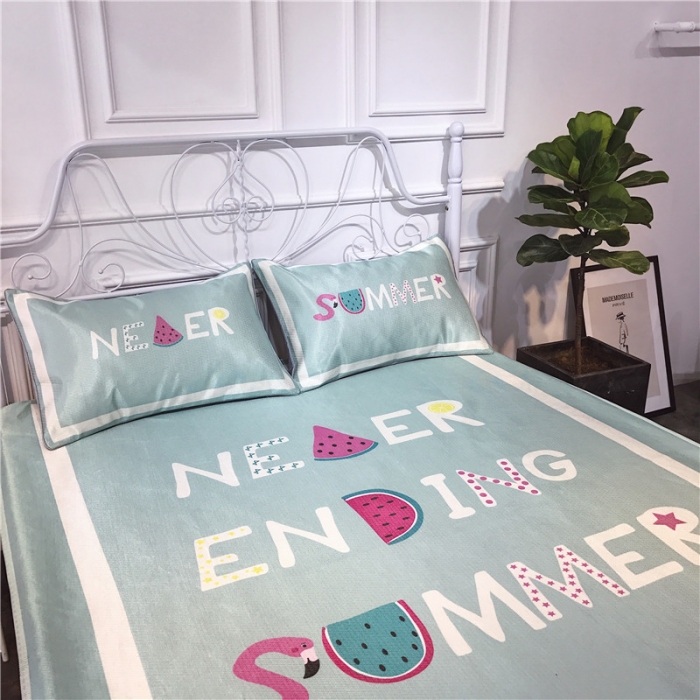 91家纺网 家纺一手货源 找家纺 昔可家纺 爆款冰丝席卡通系列 夏日西瓜