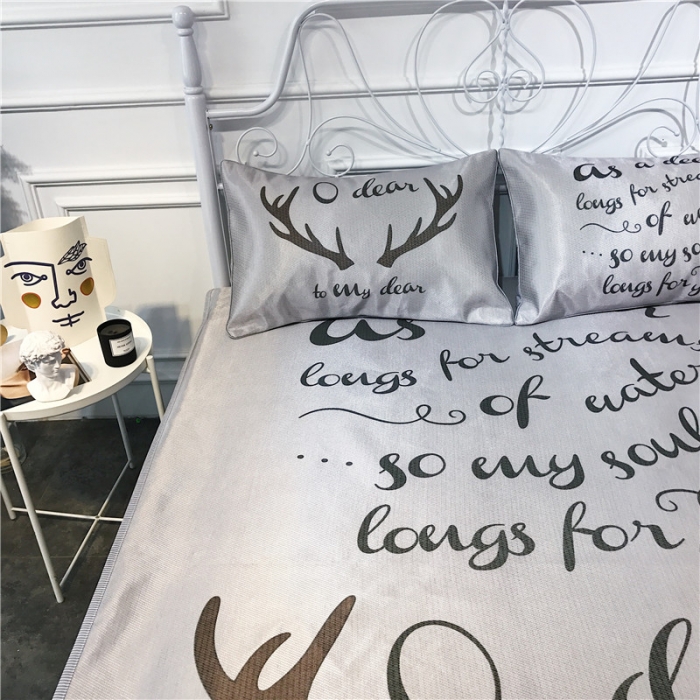 91家纺网 家纺一手货源 找家纺 昔可家纺 爆款冰丝席简约系列 北欧鹿角