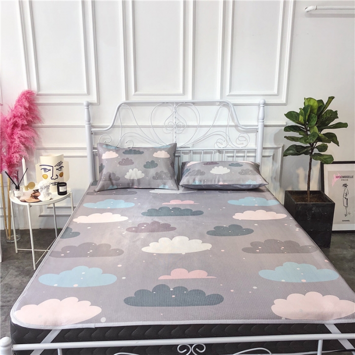 91家纺网 家纺一手货源 找家纺 昔可家纺 爆款冰丝席简约系列 灰色云朵