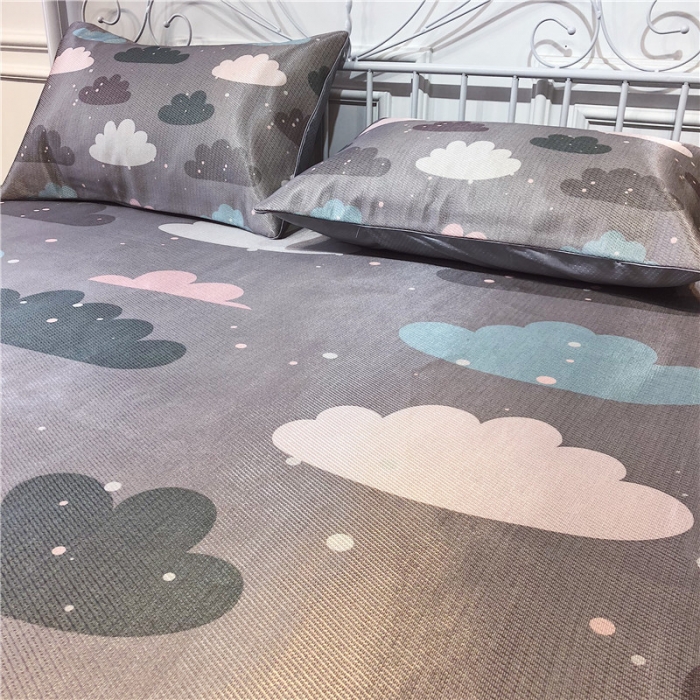 91家纺网 家纺一手货源 找家纺 昔可家纺 爆款冰丝席简约系列 灰色云朵