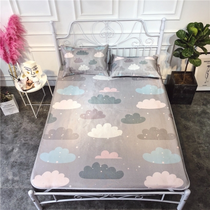 昔可家纺 爆款冰丝席简约系列 灰色云朵