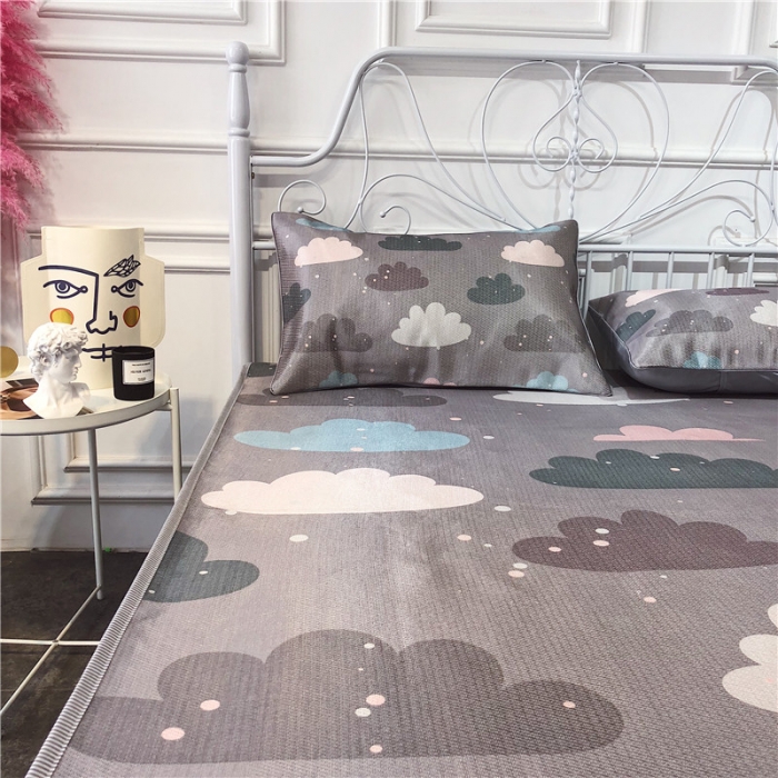 91家纺网 家纺一手货源 找家纺 昔可家纺 爆款冰丝席简约系列 灰色云朵