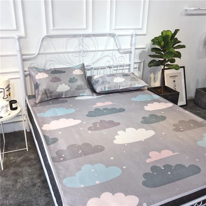 91家纺网 家纺一手货源 找家纺 昔可家纺 爆款冰丝席简约系列 灰色云朵