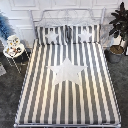 昔可家纺 爆款冰丝席简约系列 条纹星星