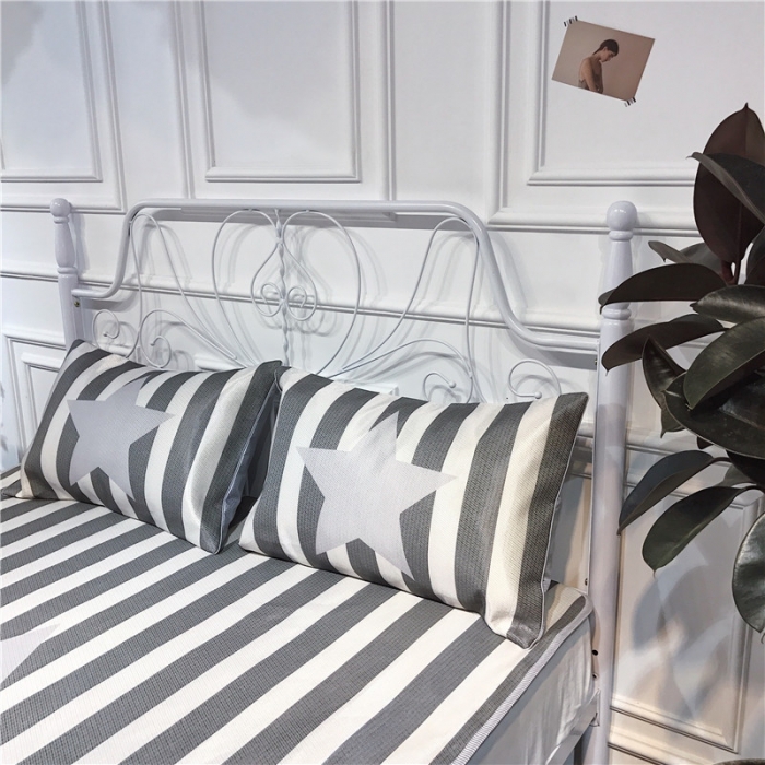 91家纺网 家纺一手货源 找家纺 昔可家纺 爆款冰丝席简约系列 条纹星星