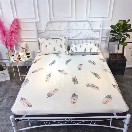 91家纺网 家纺一手货源 找家纺 昔可家纺 爆款冰丝席简约系列 小羽毛