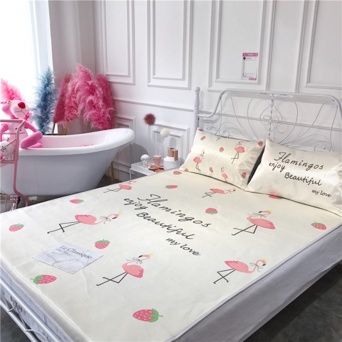 91家纺网 家纺一手货源 找家纺 昔可家纺 爆款冰丝席 草莓火鸟白