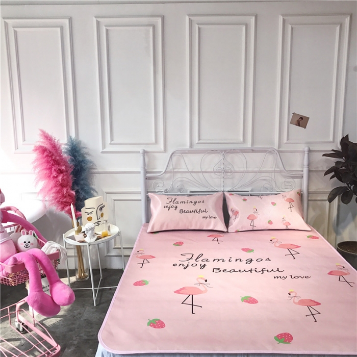 91家纺网 家纺一手货源 找家纺 昔可家纺 爆款冰丝席 草莓火鸟粉