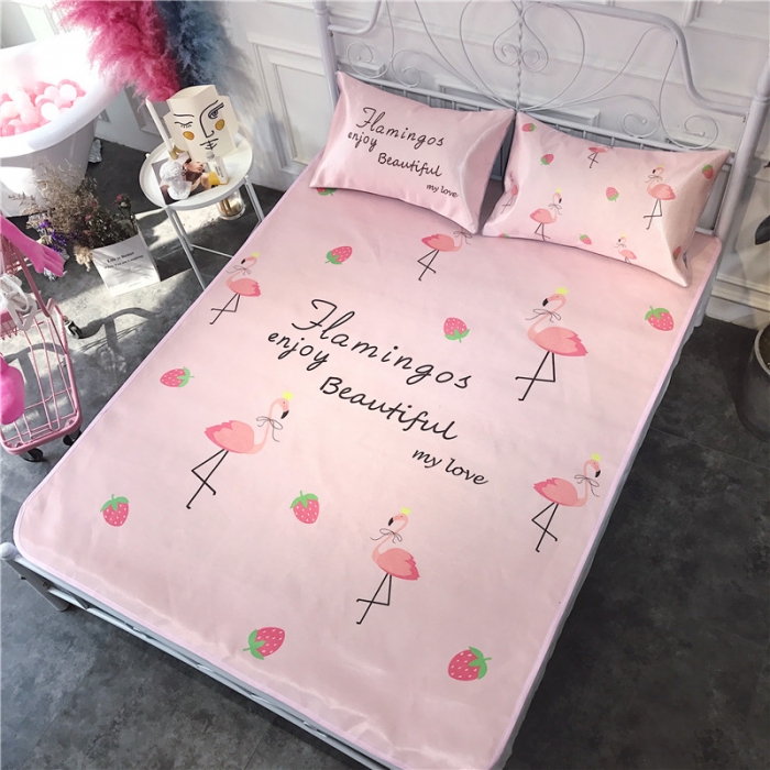 91家纺网 家纺一手货源 找家纺 昔可家纺 爆款冰丝席 草莓火鸟粉