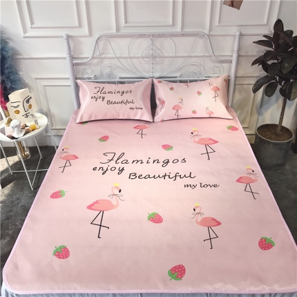 昔可家纺 爆款冰丝席 草莓火鸟粉