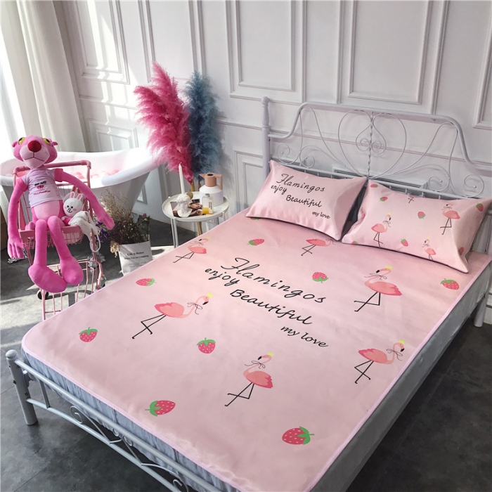 91家纺网 家纺一手货源 找家纺 昔可家纺 爆款冰丝席 草莓火鸟粉