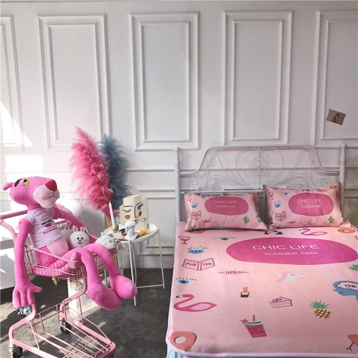 91家纺网 家纺一手货源 找家纺 昔可家纺 爆款冰丝席 粉红chic