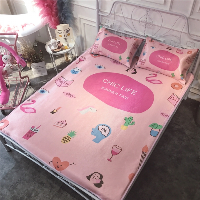 91家纺网 家纺一手货源 找家纺 昔可家纺 爆款冰丝席 粉红chic