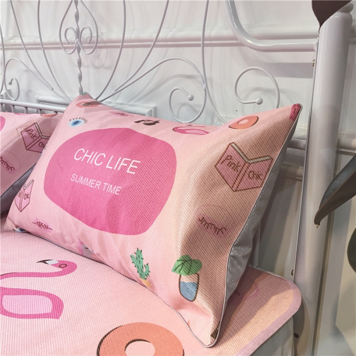 91家纺网 家纺一手货源 找家纺 昔可家纺 爆款冰丝席 粉红chic