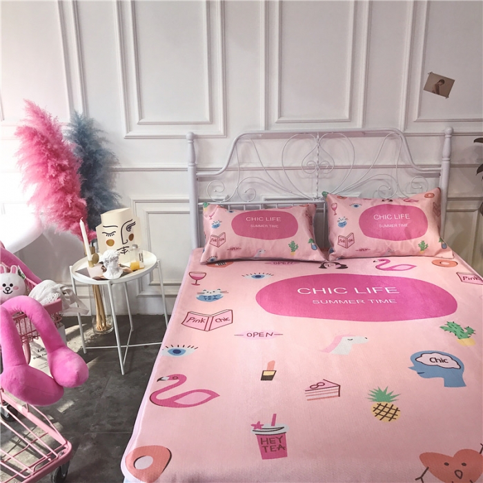 91家纺网 家纺一手货源 找家纺 昔可家纺 爆款冰丝席 粉红chic