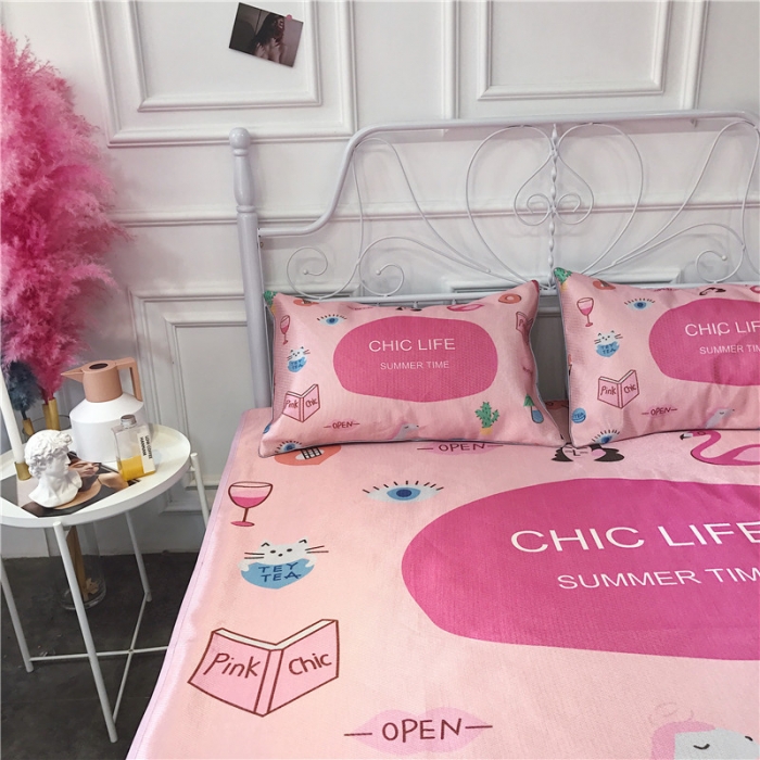 91家纺网 家纺一手货源 找家纺 昔可家纺 爆款冰丝席 粉红chic