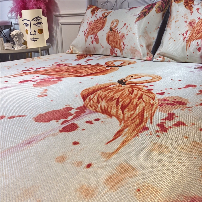 91家纺网 家纺一手货源 找家纺 昔可家纺 爆款冰丝席 水彩火鸟