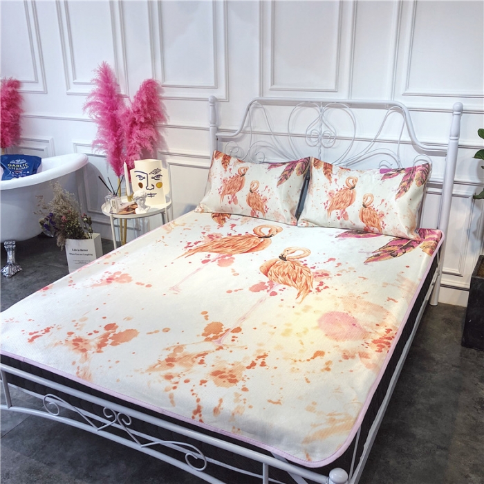 91家纺网 家纺一手货源 找家纺 昔可家纺 爆款冰丝席 水彩火鸟