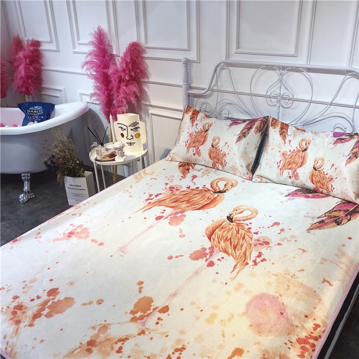 91家纺网 家纺一手货源 找家纺 昔可家纺 爆款冰丝席 水彩火鸟