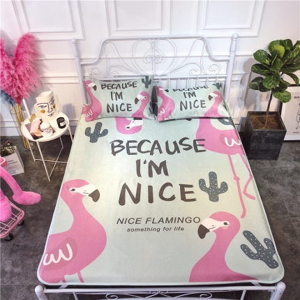 昔可家纺 爆款冰丝席 仙人掌鸟