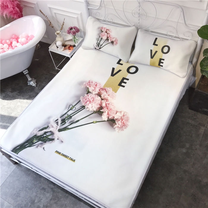 91家纺网 家纺一手货源 找家纺 昔可家纺 2018新款3D凉席 Love花