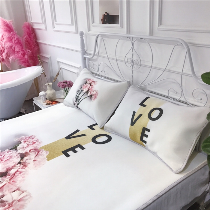 91家纺网 家纺一手货源 找家纺 昔可家纺 2018新款3D凉席 Love花