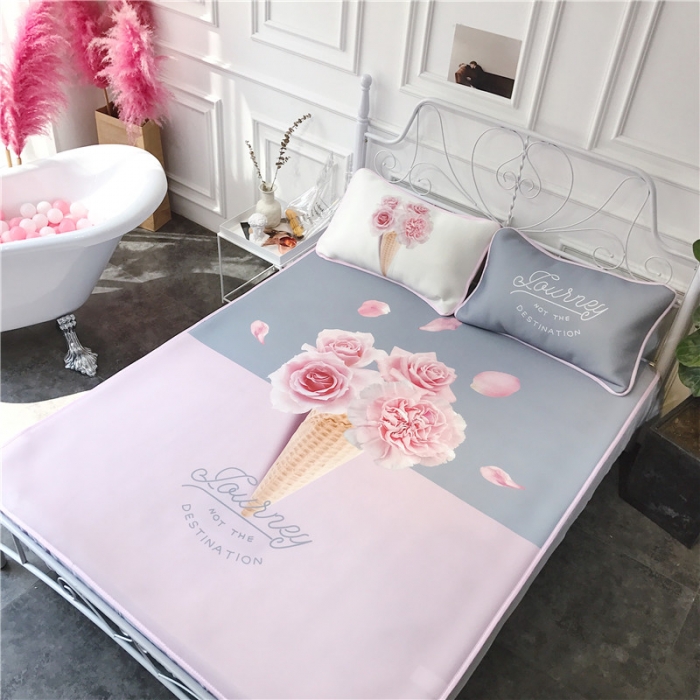 91家纺网 家纺一手货源 找家纺 昔可家纺 2018新款3D凉席 冰激凌花朵