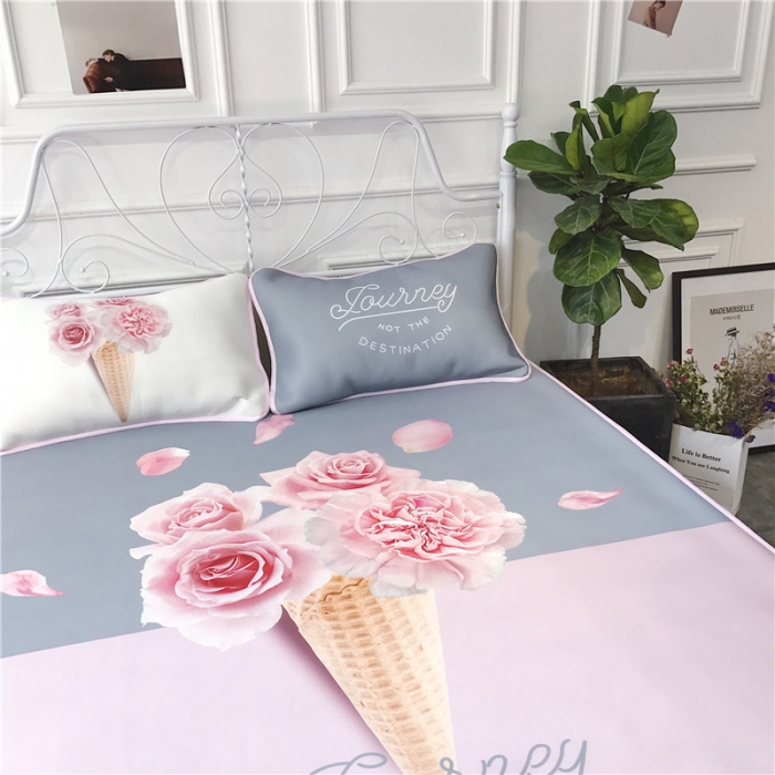 91家纺网 家纺一手货源 找家纺 昔可家纺 2018新款3D凉席 冰激凌花朵