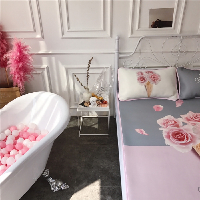 91家纺网 家纺一手货源 找家纺 昔可家纺 2018新款3D凉席 冰激凌花朵