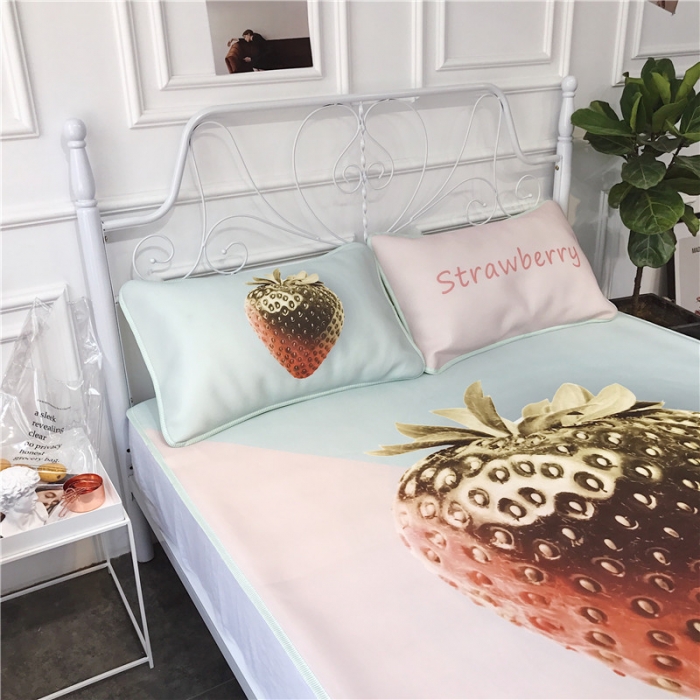 91家纺网 家纺一手货源 找家纺 昔可家纺 2018新款3D凉席 草莓