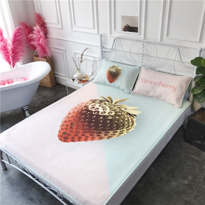 91家纺网 家纺一手货源 找家纺 昔可家纺 2018新款3D凉席 草莓