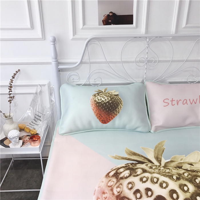 91家纺网 家纺一手货源 找家纺 昔可家纺 2018新款3D凉席 草莓