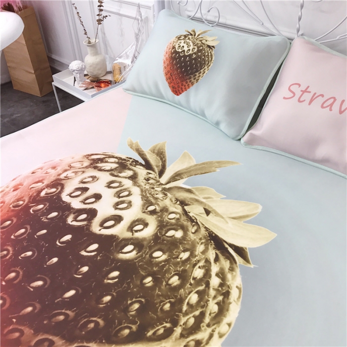 91家纺网 家纺一手货源 找家纺 昔可家纺 2018新款3D凉席 草莓