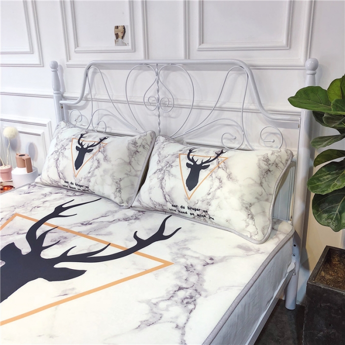 91家纺网 家纺一手货源 找家纺 昔可家纺 2018新款3D凉席 大理石鹿角