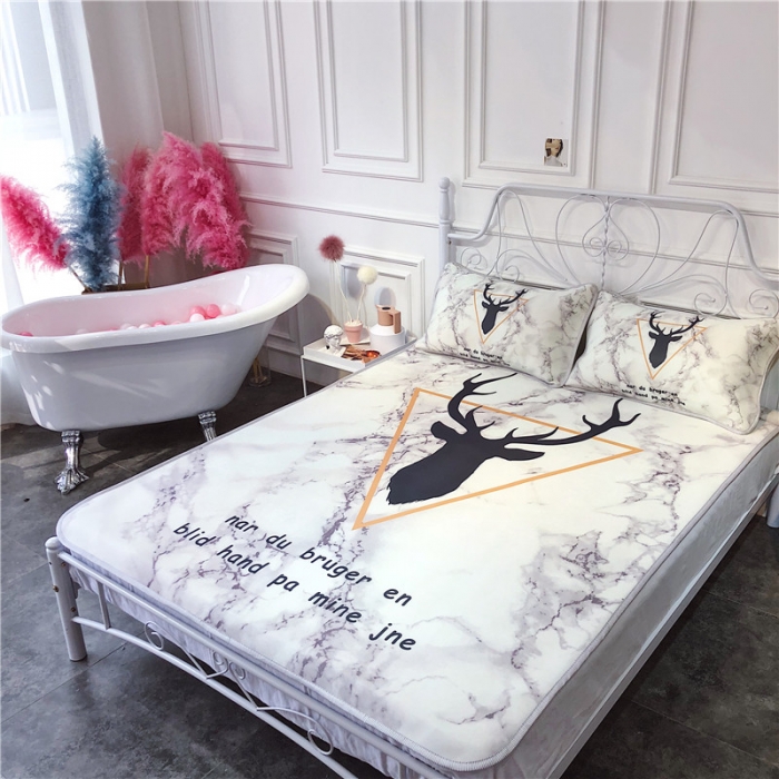 91家纺网 家纺一手货源 找家纺 昔可家纺 2018新款3D凉席 大理石鹿角