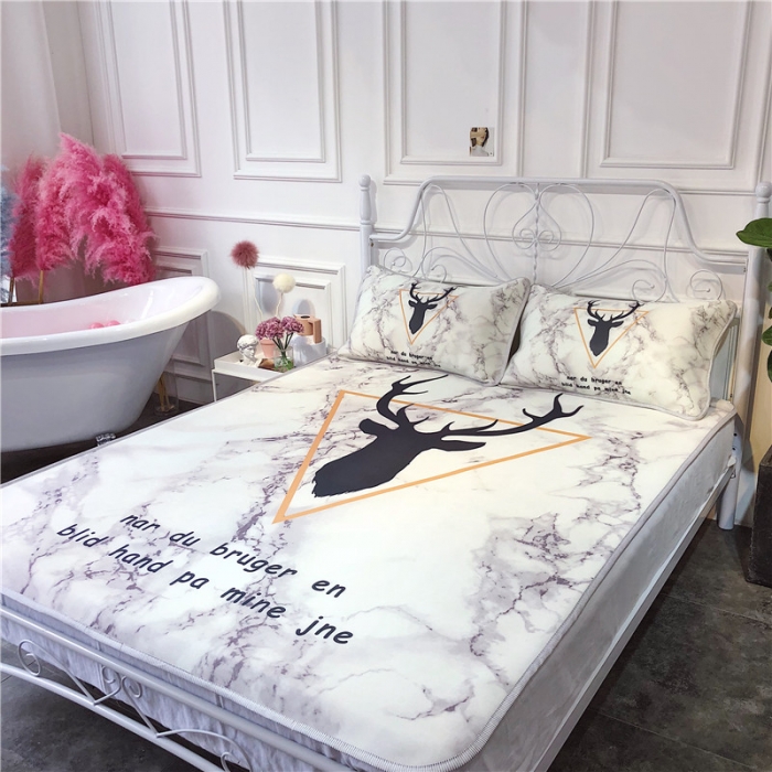 91家纺网 家纺一手货源 找家纺 昔可家纺 2018新款3D凉席 大理石鹿角