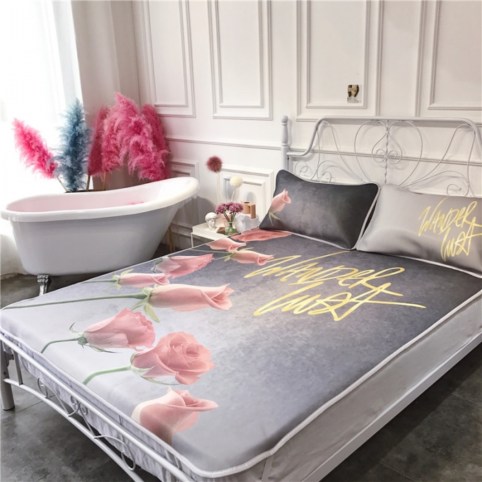 91家纺网 家纺一手货源 找家纺 昔可家纺 2018新款3D凉席 粉玫瑰