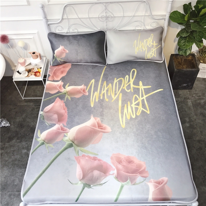 91家纺网 家纺一手货源 找家纺 昔可家纺 2018新款3D凉席 粉玫瑰