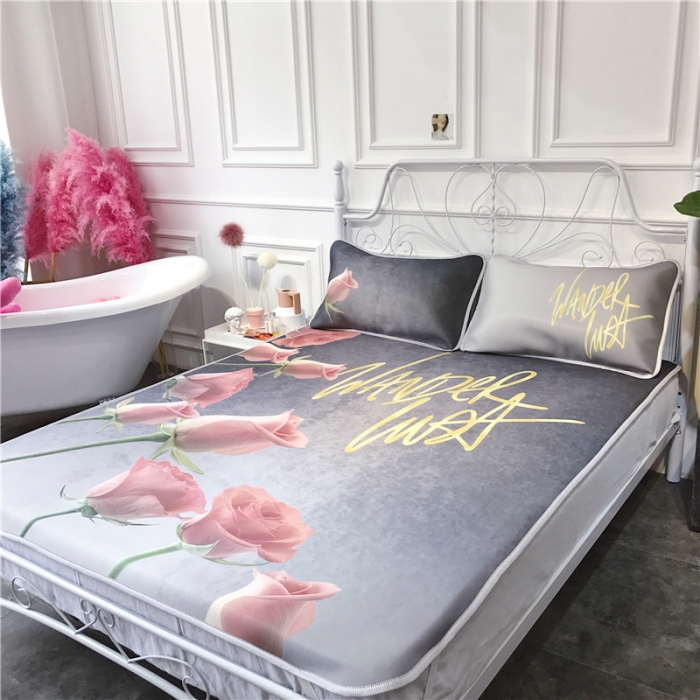 91家纺网 家纺一手货源 找家纺 昔可家纺 2018新款3D凉席 粉玫瑰