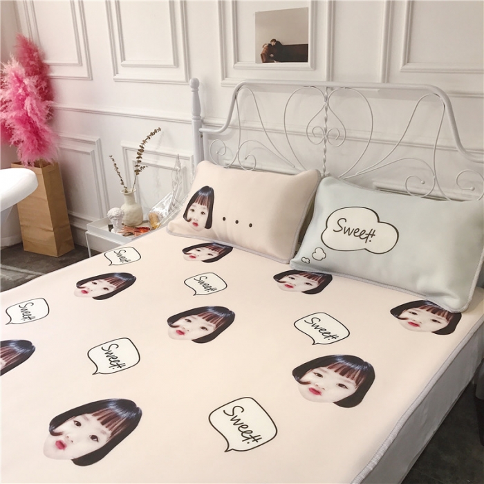 91家纺网 家纺一手货源 找家纺 昔可家纺 2018新款3D凉席 可爱女孩