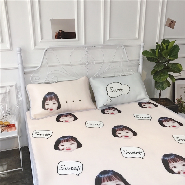 91家纺网 家纺一手货源 找家纺 昔可家纺 2018新款3D凉席 可爱女孩