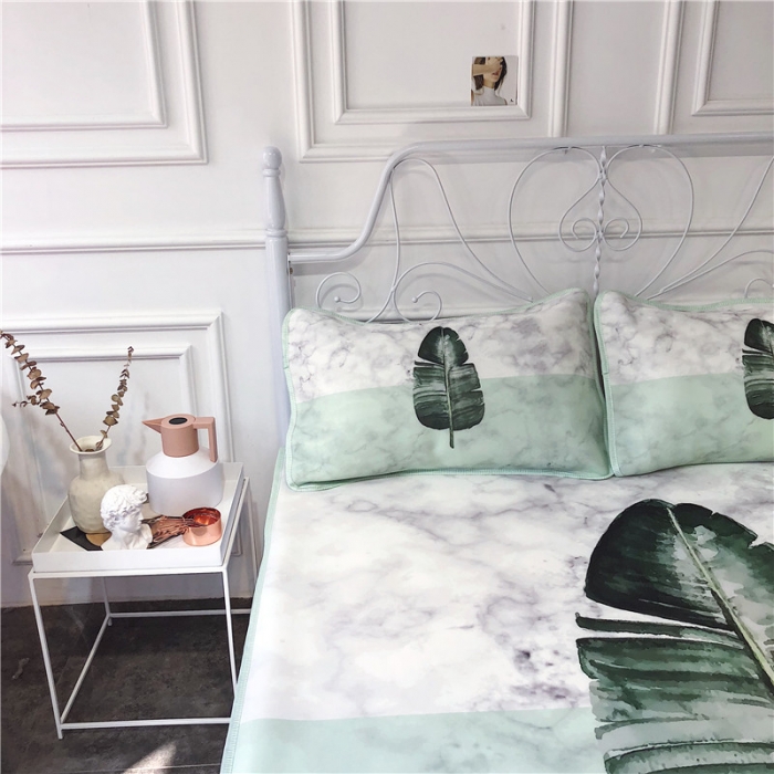 91家纺网 家纺一手货源 找家纺 昔可家纺 2018新款3D凉席 石纹绿植