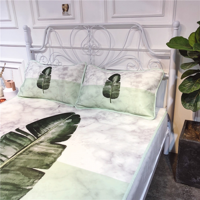 91家纺网 家纺一手货源 找家纺 昔可家纺 2018新款3D凉席 石纹绿植