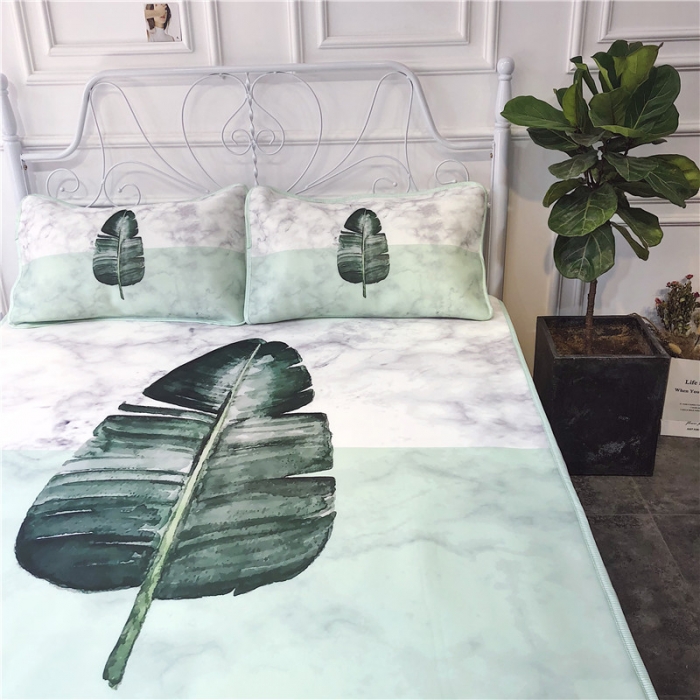 91家纺网 家纺一手货源 找家纺 昔可家纺 2018新款3D凉席 石纹绿植