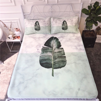 91家纺网 家纺一手货源 找家纺 昔可家纺 2018新款3D凉席 石纹绿植